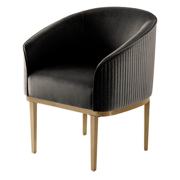 Ella Dining Chair - Black - Brass Base