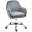 Office Chair, Swivel Desk Chair, Velvet-Feel Fabric Vanity Chair with Adjustable Height and Rolling Wheels for Home Work Study, Grey