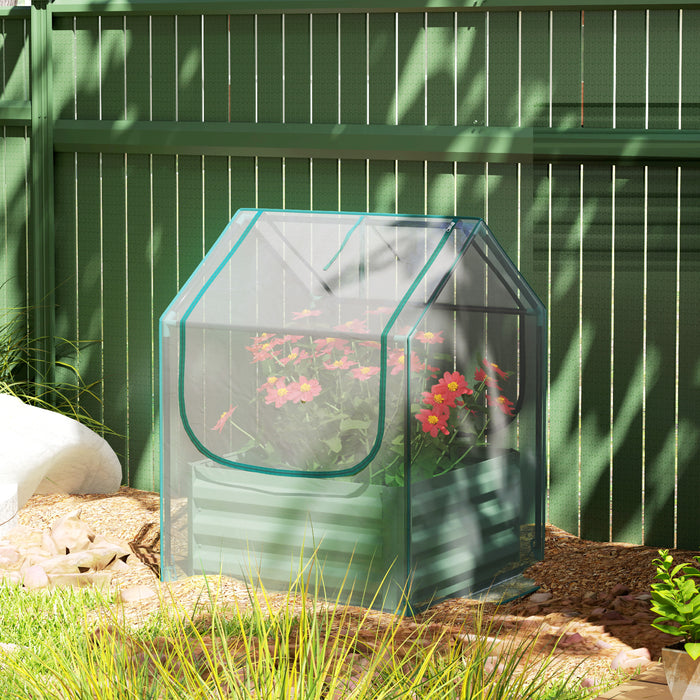 Raised Garden Bed Planter Box with Greenhouse, Clear and Green