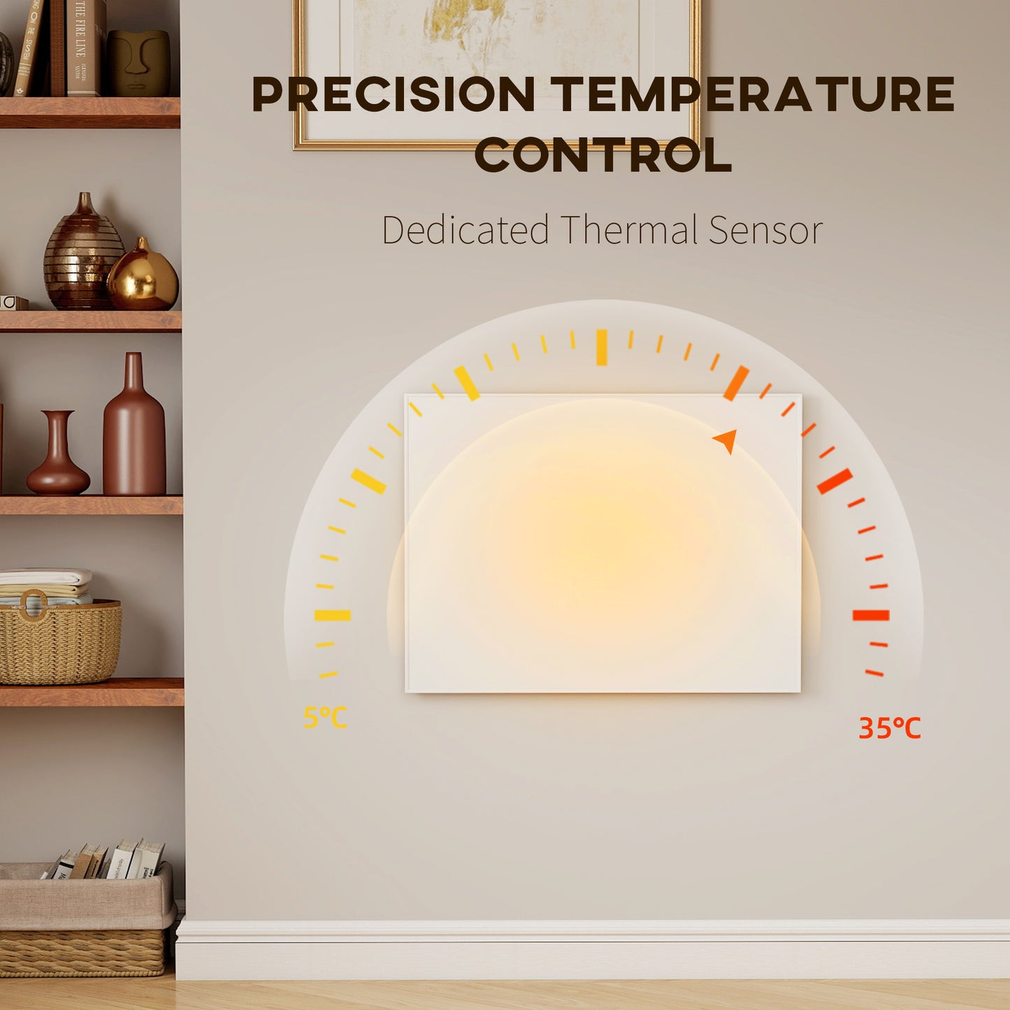 170W Smart Electric Heater, Wall Far Infrared Panel Radiator, White