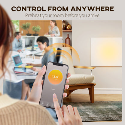 170W Smart Electric Heater, Wall Far Infrared Panel Radiator, White