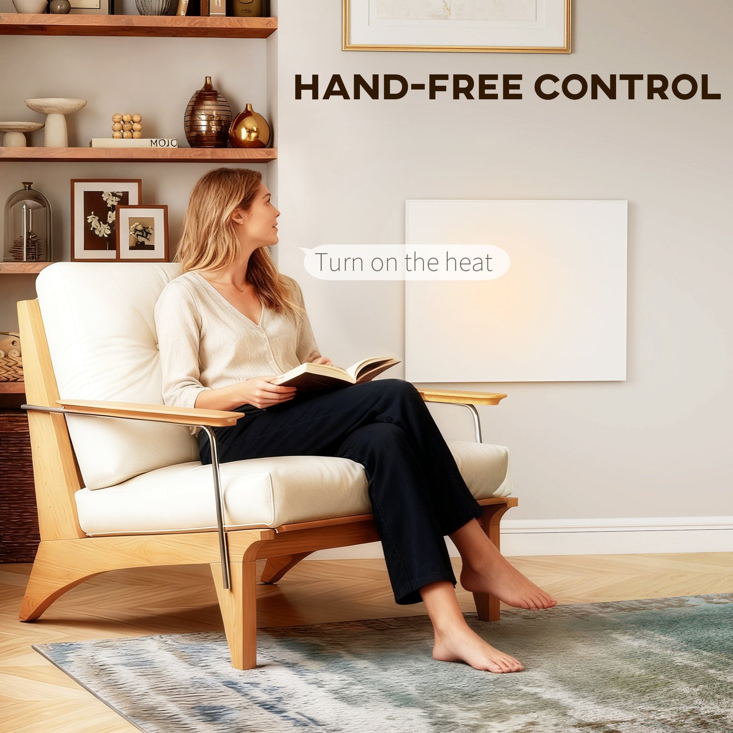 170W Smart Electric Heater, Wall Far Infrared Panel Radiator, White