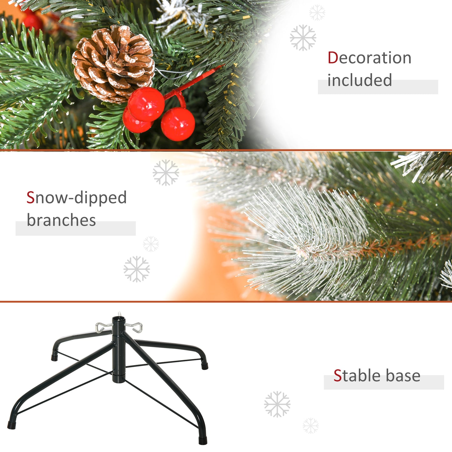 5FT Artificial Snow Dipped Christmas Tree Xmas Holiday Pencil Tree Green