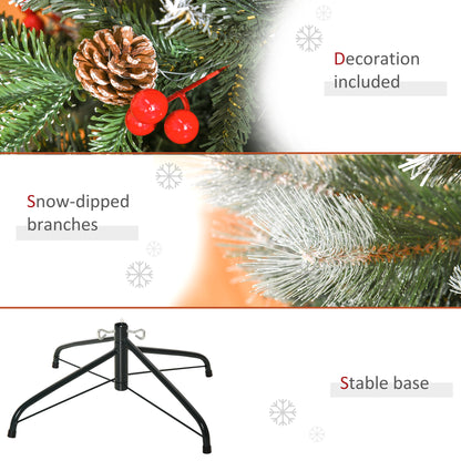5FT Artificial Snow Dipped Christmas Tree Xmas Holiday Pencil Tree Green