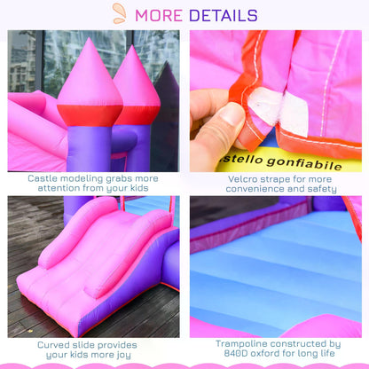 Kids Bounce Castle House Inflatable Trampoline Slide 2 in 1 with Inflator for Kids Age 3-12 Multi-color 3.5 x 2.5 x 2.7m