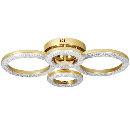 Modern 4-Ring Flush Mount Ceiling Light, LED Ceiling Light, Gold