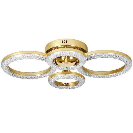 Modern 4-Ring Flush Mount Ceiling Light, LED Ceiling Light, Gold