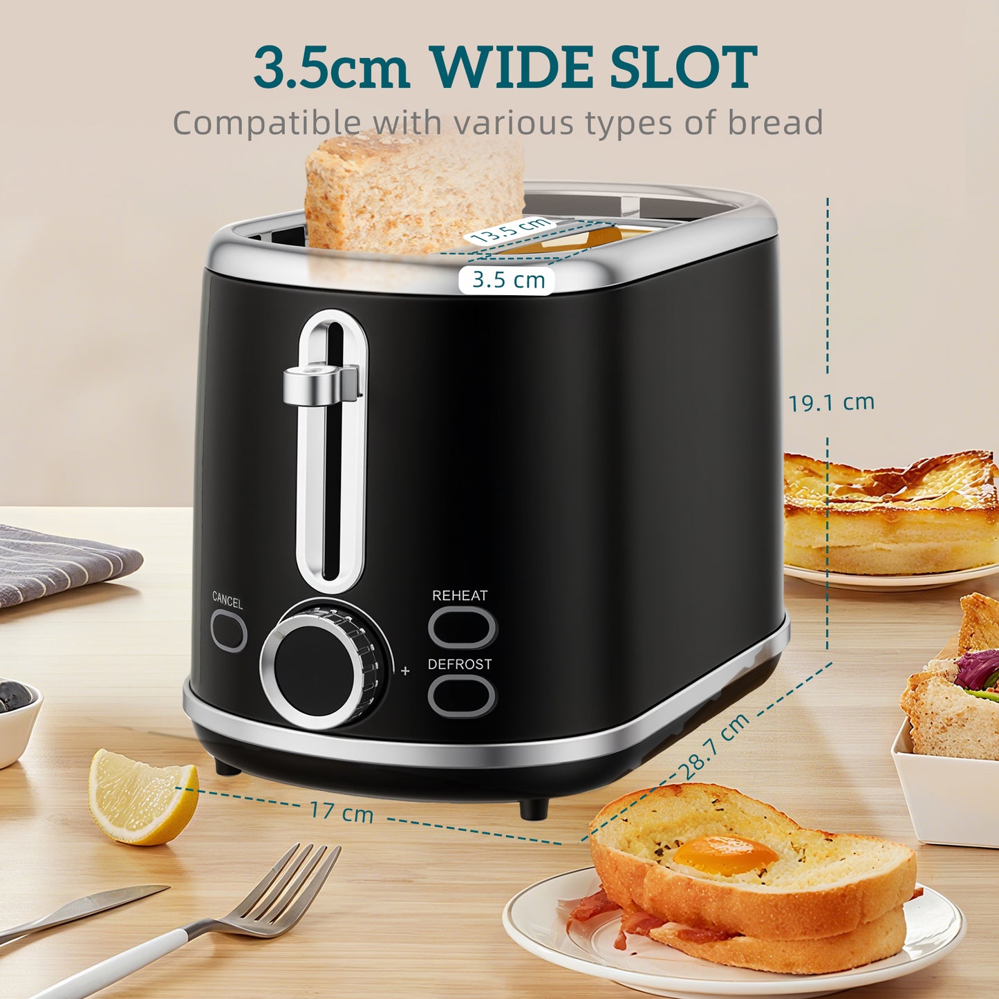 1.7L 3000W Kettle and 2 Slice Toaster with Keep Warm Memory Function