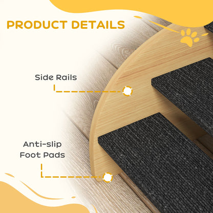 Dog Steps for Sofa and Bed, 3-Step Dog Stairs, Pet Stairs, Oak Finish