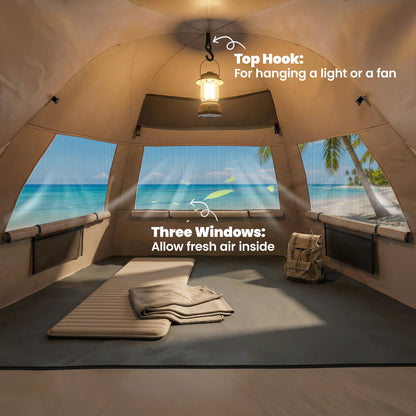 Pop Up Beach Tent for 2-3 Person with Carry Bag, UPF15+, Brown