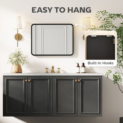 Rectangular Mirror with Metal Frame, Decorative Wall Mirror, Black