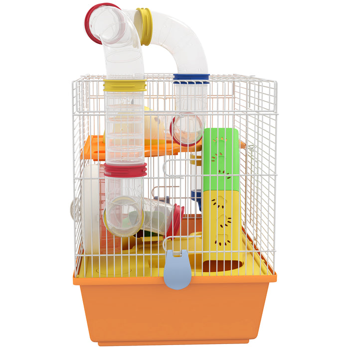 Hamster Cage, 3 Tiers Gerbil Cage for Dwarf Hamsters with Tubes, Ladder