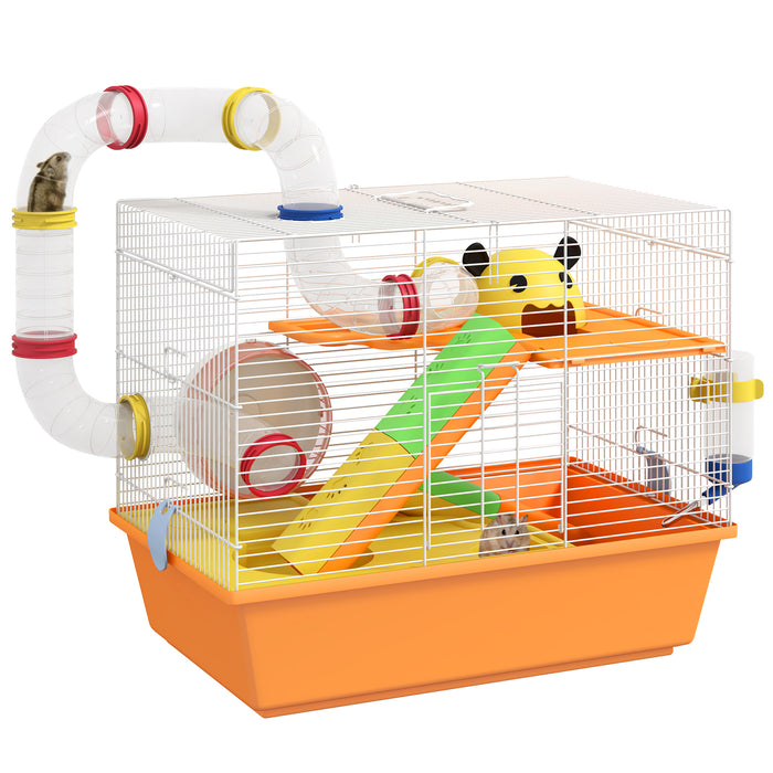 Hamster Cage 3 Tiers Gerbil Cage for Dwarf Hamsters with Tubes Ladde QuidsIn Superstore