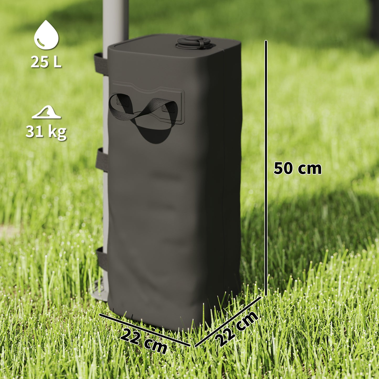 Set of 4 Heavy Duty Gazebo Weights Bags, 500D Sand Weights, Black