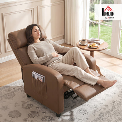 Recliner Sofa Chair PU Leather Massage Armcair w/ Remote, Dark Brown