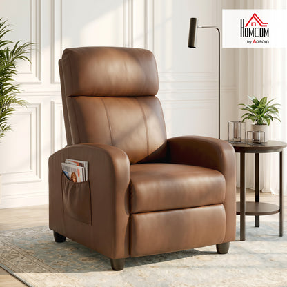 Recliner Sofa Chair PU Leather Massage Armcair w/ Remote, Dark Brown