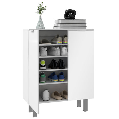 Shoe Storage Cabinet with Soft-Close Hinges & Adjust Shelves, High Gloss