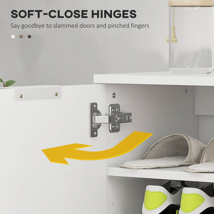Shoe Storage Cabinet with Soft-Close Hinges & Adjust Shelves, High Gloss