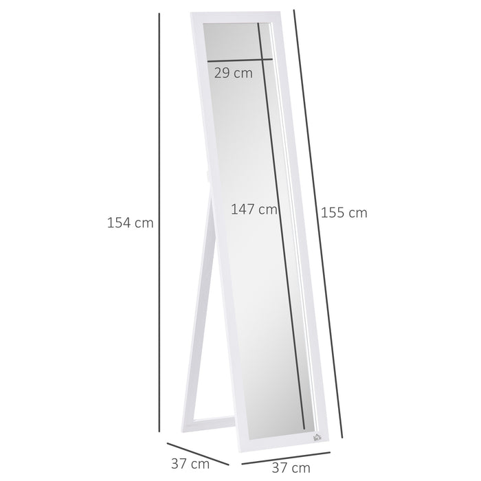 Full Length Mirror, Floor Standing or Wall-Mounted Long Mirror, White