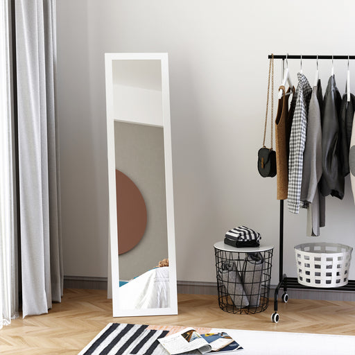 Full Length Mirror, Floor Standing or Wall-Mounted Long Mirror, White