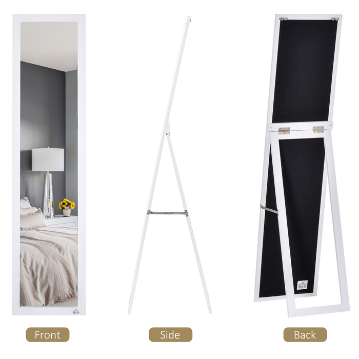 Full Length Mirror, Floor Standing or Wall-Mounted Long Mirror, White