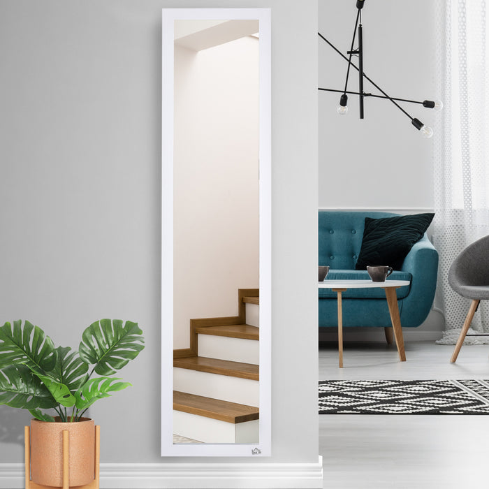 Full Length Mirror, Floor Standing or Wall-Mounted Long Mirror, White