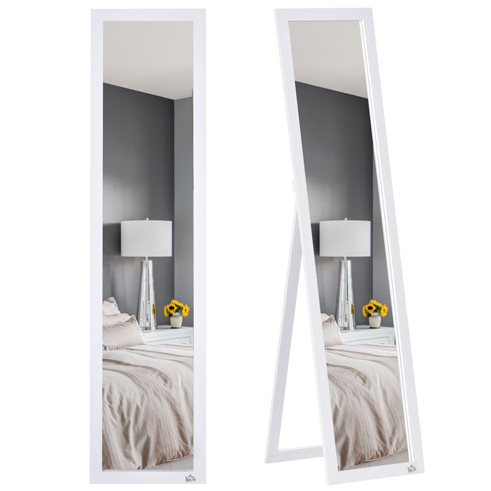 Full Length Mirror, Floor Standing or Wall-Mounted Long Mirror, White