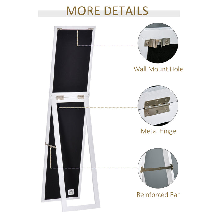 Full Length Mirror, Floor Standing or Wall-Mounted Long Mirror, White