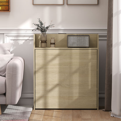 Folding Dining Table, Kitchen Table with Shelves Oak Wood Effect