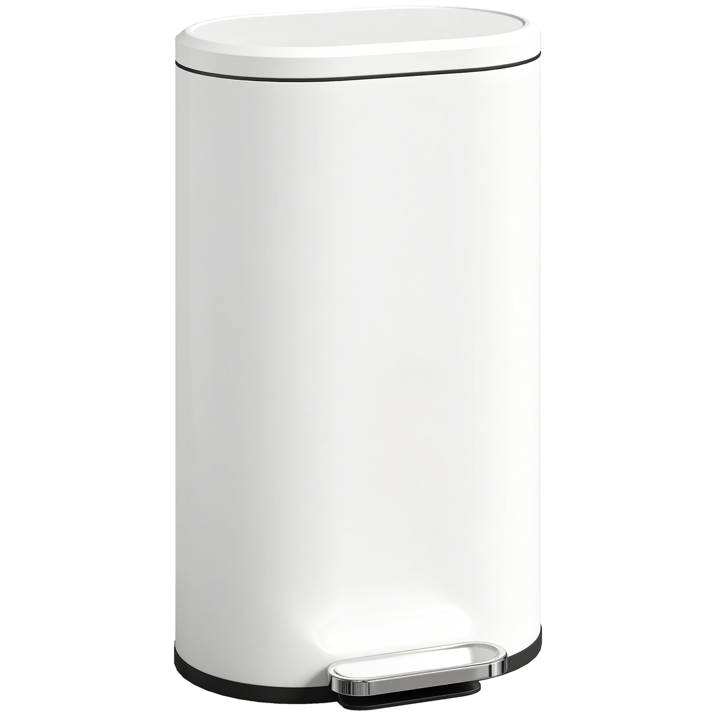 Slim Rectangular Pedal Bin with Soft-Close Lid, 30L Kitchen Bin Cream