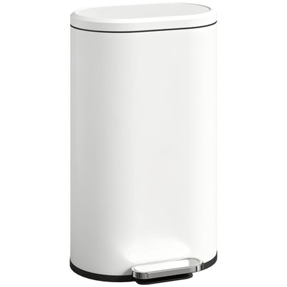 Slim Rectangular Pedal Bin with Soft-Close Lid, 30L Kitchen Bin Cream