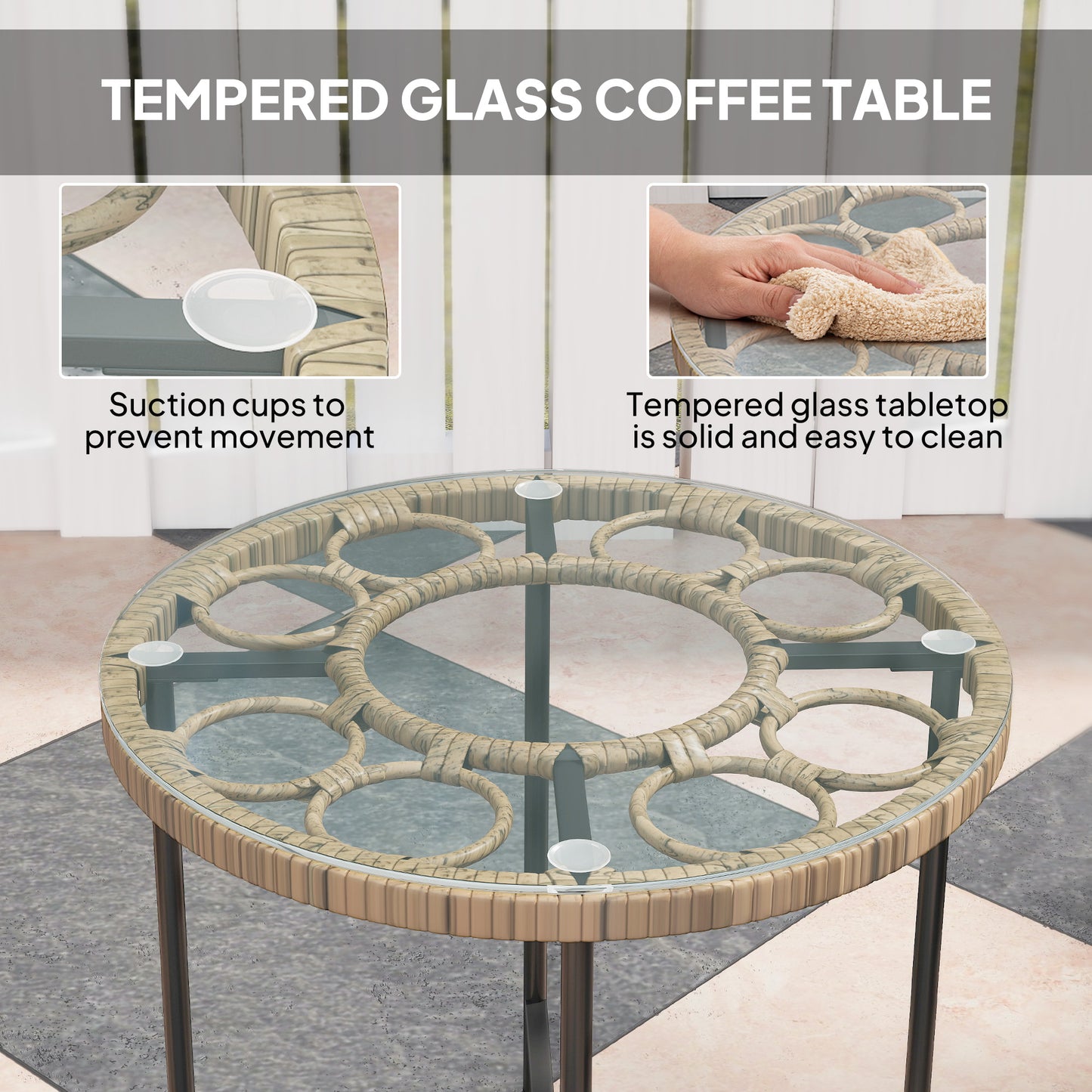 3 Piece Rattan Bistro Set, Balcony Table and Chairs with Cushions