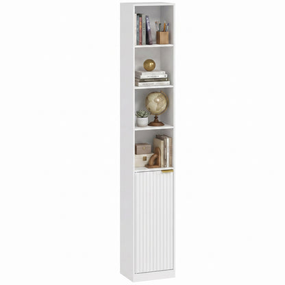Bookcase Adjustable Shelf 6-Tier White Wood Effect
