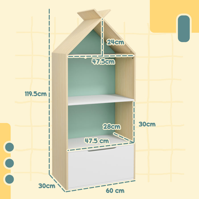 Kids Bookshelf with 3 Shelves, Drawer, Anti-tip Device, for Kids Room