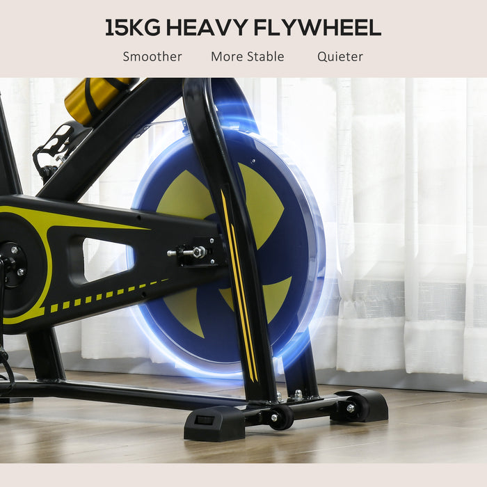 Indoor Exercise Bike Stationary Bike for Home Gym Workout, Yellow