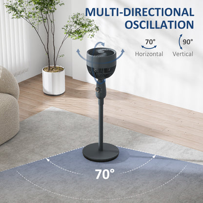 Pedestal Fan for Bedroom, Powerful Air Circulator with 3 Speed, Grey