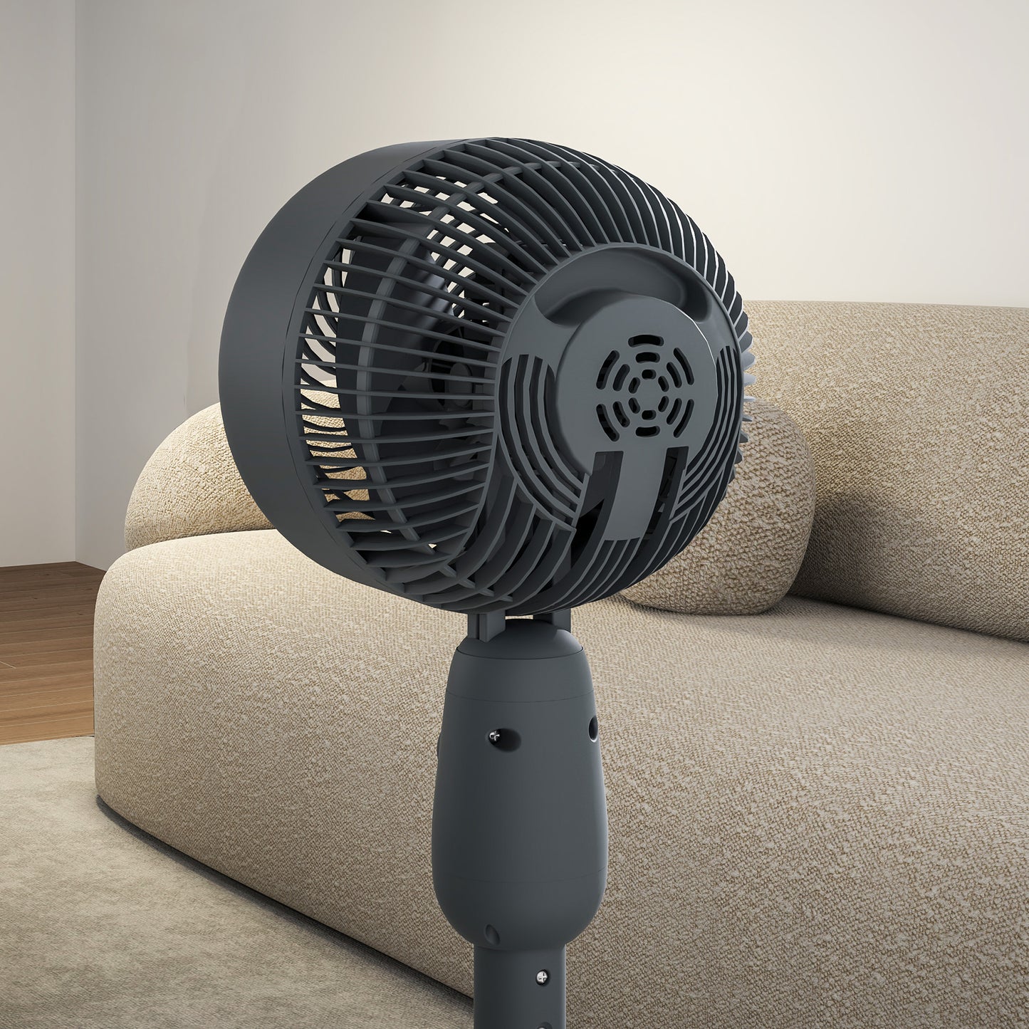 Pedestal Fan for Bedroom, Powerful Air Circulator with 3 Speed, Grey