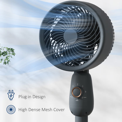 Pedestal Fan for Bedroom, Powerful Air Circulator with 3 Speed, Grey