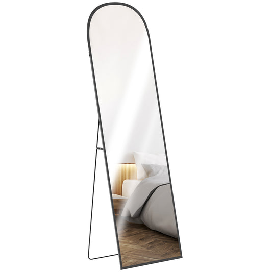 Full Length Mirror with Aluminium Alloy Frame Hanging or Leaning Black