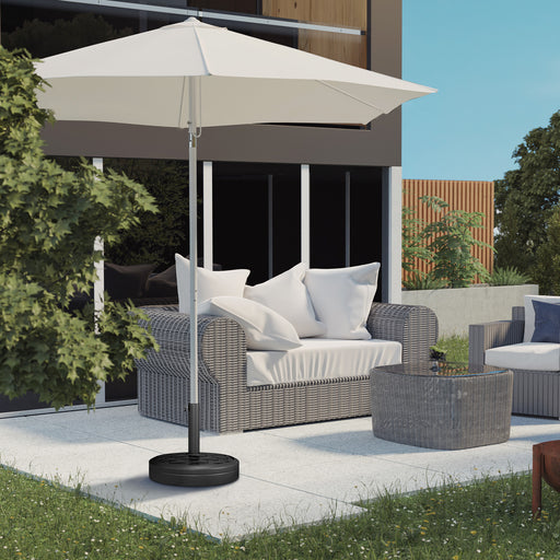 18kg Concrete Umbrella Parasol Base with Rattan Effect 45cm Dia Heavy Duty Parasol Stand for Outdoor Patio Umbrella