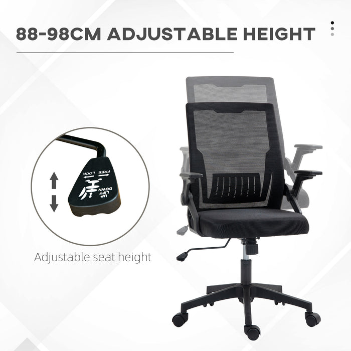 Mesh Office Chair for Home with Lumbar Support, Flip-up Arm, Wheels