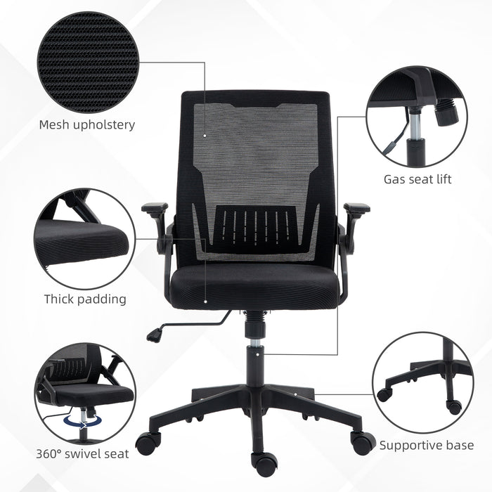 Mesh Office Chair for Home with Lumbar Support, Flip-up Arm, Wheels