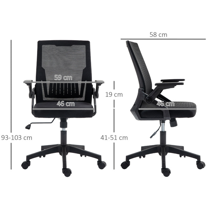 Mesh Office Chair for Home with Lumbar Support, Flip-up Arm, Wheels