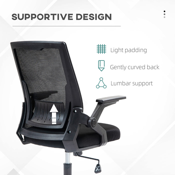 Mesh Office Chair for Home with Lumbar Support, Flip-up Arm, Wheels