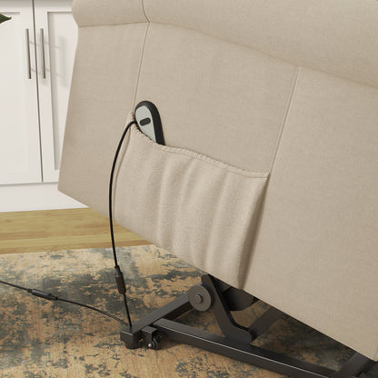 Power Lift Recliner Armchair, Electric Lift Chair for Elderly, Fabric Riser and Reclining Chair Beige