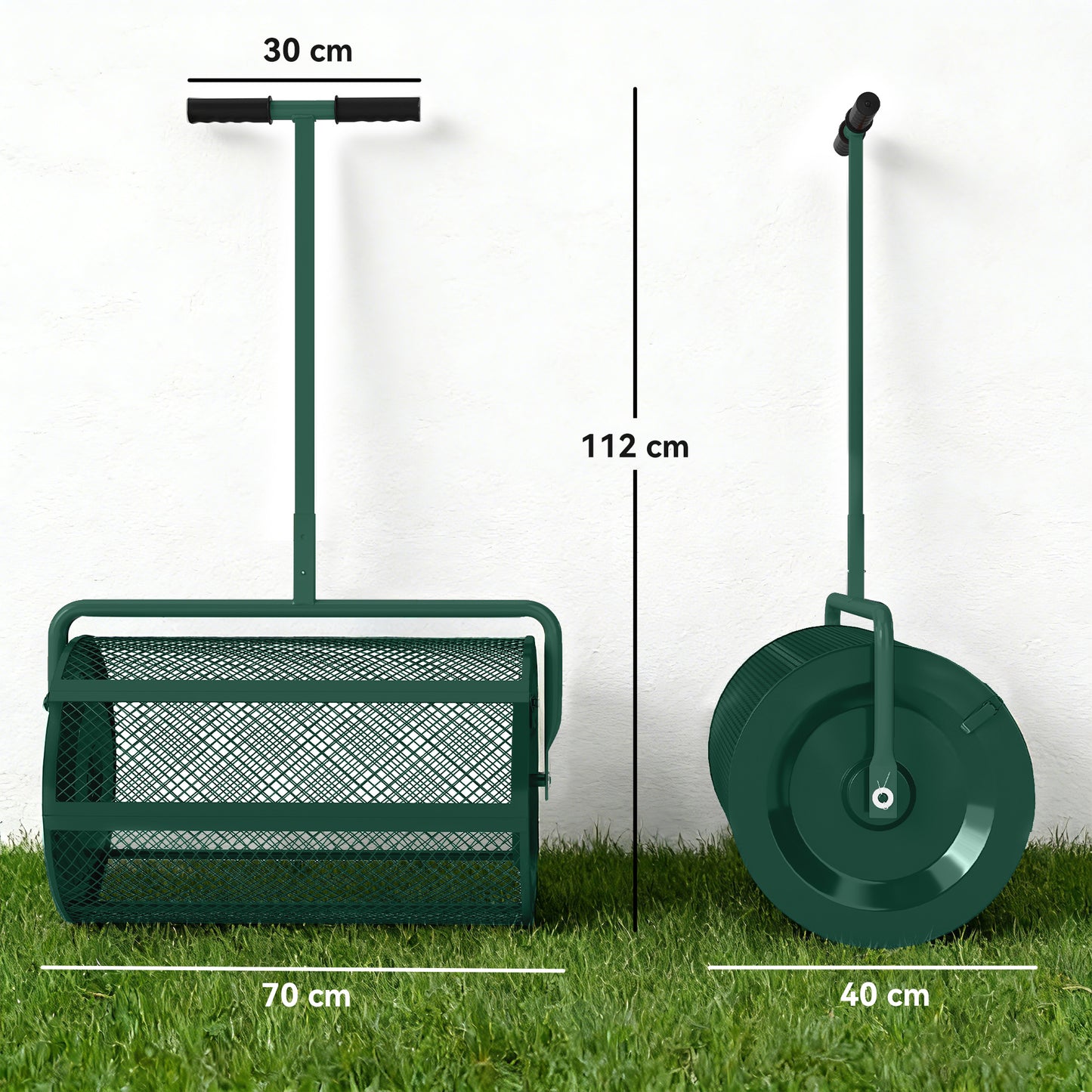 Compost Spreader, 24" Garden Spreader w/ Height Adjustable Handle