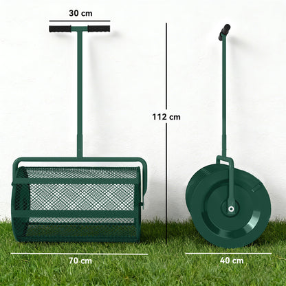 Compost Spreader, 24" Garden Spreader w/ Height Adjustable Handle