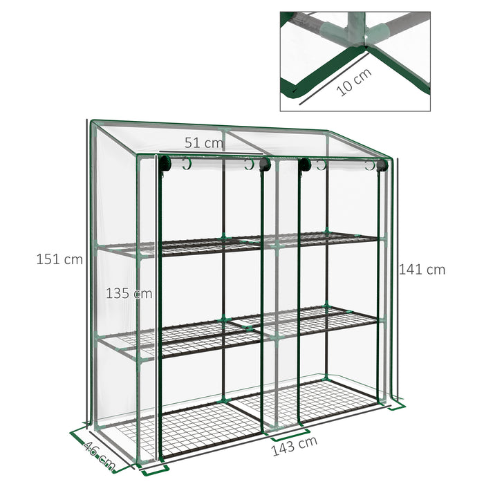 3 Tier 6 Wire Shelves Reinforced Mini Greenhouse, Clear