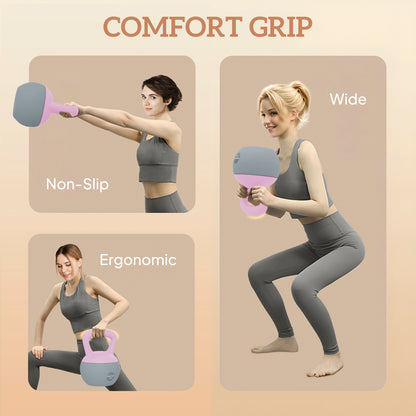 12KG Kettlebell with Soft Body and Non-Slip Handle, Purple, Grey