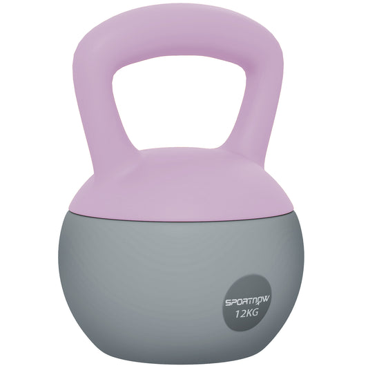 12KG Kettlebell with Soft Body and Non-Slip Handle, Purple, Grey